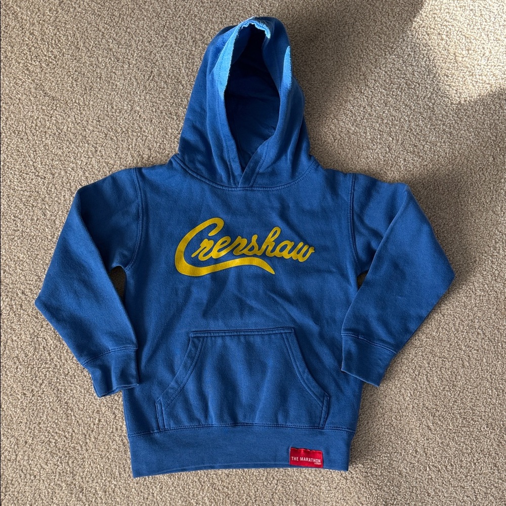 The Marathon Clothing Blue Kids Crenshaw Hoodie with Yellow Print